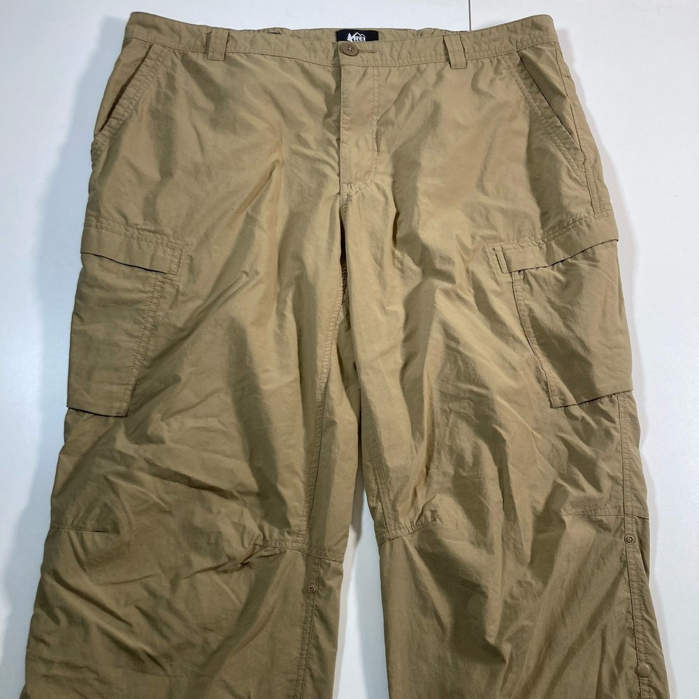 REI Co-op Hiking Cargo Pants 38x29 Sahara Roll Up Relaxed Nylon (Tag 42x30)